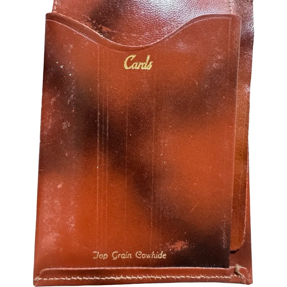 Unbranded Floral Embossed Bifold Wallet Mens OS Brown Good Top Grain Cowhide